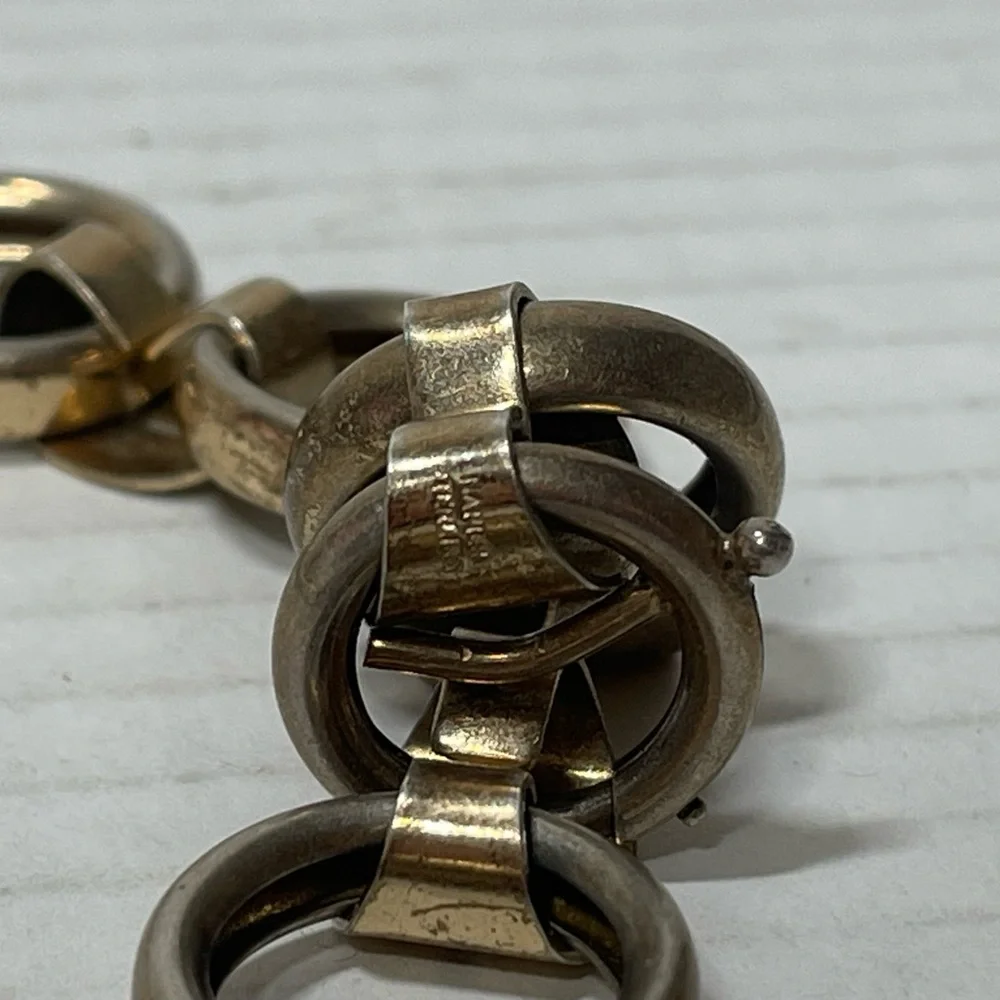 Vintage Sterling Silver 925 Art Deco NAPIER Signed Necklace Link Choker - Picture 6 of 9